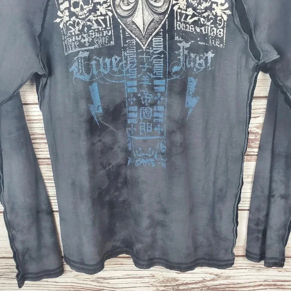 Affliction Live Fast Mens Large Gray Long Sleeve Shirt Top - Picture 6 of 8